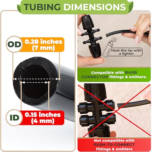 CARPATHEN 1/4 Drip Irrigation Tubing - 100 ft Black Drip Irrigation Hose Perfect for DIY Garden Irrigation System, Hydroponics, Misting Tubing, or as Blank Distribution Tubing for Any Garden Project