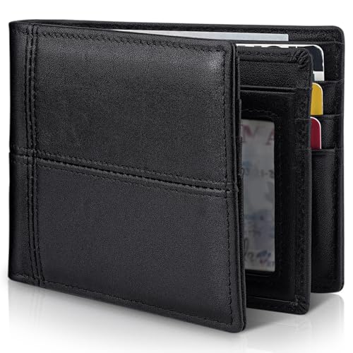Image of Artpaxy Mens Wallet Bifold Genuine Leather RFID Blocking Wallet for Men with 1 ID Window 13 Card Holders 2 cash pockets 1 Gift Box