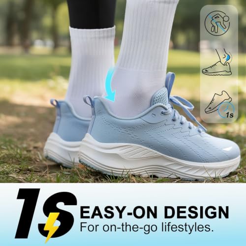Image of Women's Slip On Walking Shoes Wide Cushion Running Tennis Shoes with Arch Support Insole, Non Slip Sole for Nursing Workout Gym Athletic Fashion Sneakers 6-12