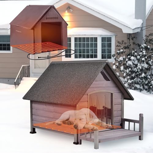 GUTINNEEN Outdoor Heated Dog House with Porch