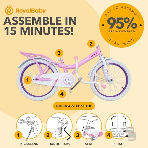 Image of Royalbaby Princess Girls Kids Bike 12 14 16 18 20 Inch Children Bicycle with Basket for Age 3-12 Years