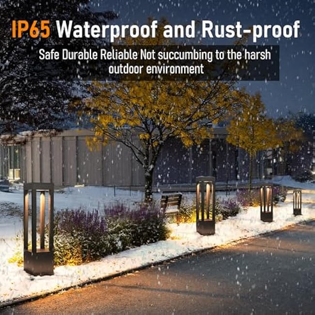 SLAWA Outdoor LED Post Light 23.62 Black Square Exterior Lawn Path Lights with 3000K Warm Light Aluminum Landscape IP65 Waterproof Lantern Column Lamp Patio Courtyard Walkway Garden Bollard Lighting