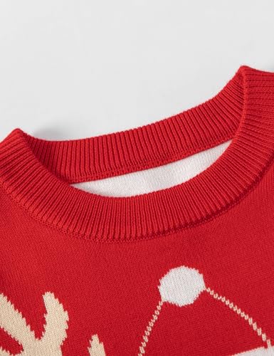 Toddler Boy Girl Sweatshirt Christmas Kids Knit Sweatshirt Pullover Sweater elk Tops Warm Deer Tees 1-6T Red3