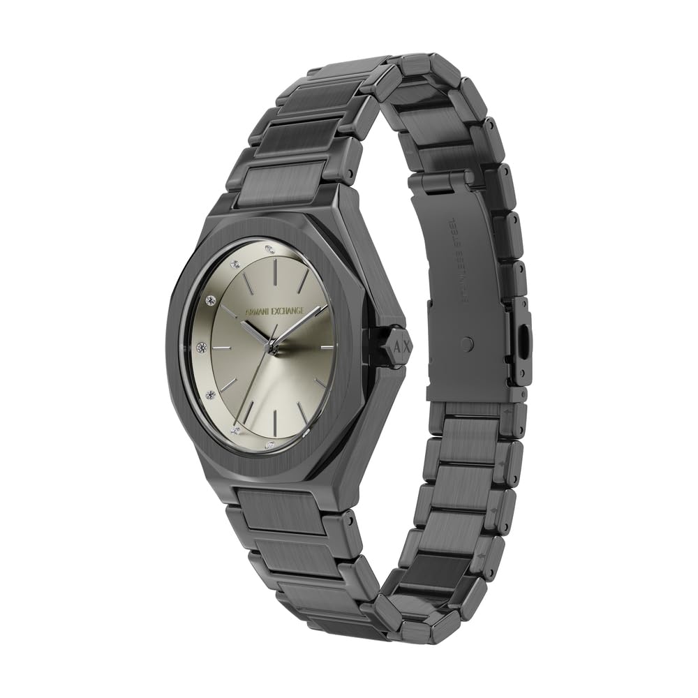 Armani Exchange Reloj para Mujer, Movimiento de Cuarzo de Tres Agujas y Caja de 34 mm con Correa de Acero Inoxidable o Cuero