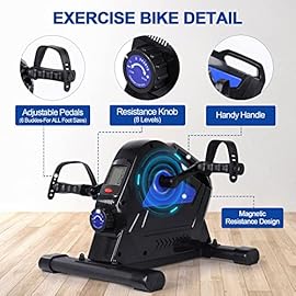 AGM Under Desk Bike Pedal Exerciser, Mini Exercise Bike with Magnetic Resistance, Desk Exercise Equipment for Arm & Leg, Portable Foot Pedal Exerciser for Home Fitness or Office Workout