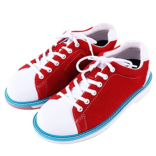 WJFGGXHK Mens Bowlingschuhe Rasen Bowlingschuhe Lederschüsseln Schuhe Mit Schiebesohlen,Rot,38 EU Cover
