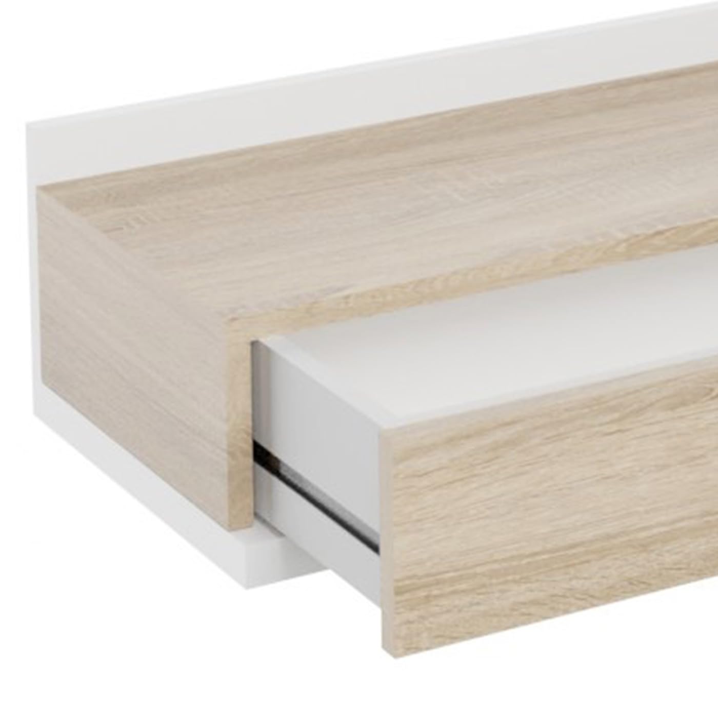 amuéblate online - Recibidor con cajón y Espejo, Mueble de Entrada, Modelo Cool, Acabado en Blanco-Roble, Medidas: 75 cm (Ancho) x 116 cm (Alto) x 29 cm (Fondo)