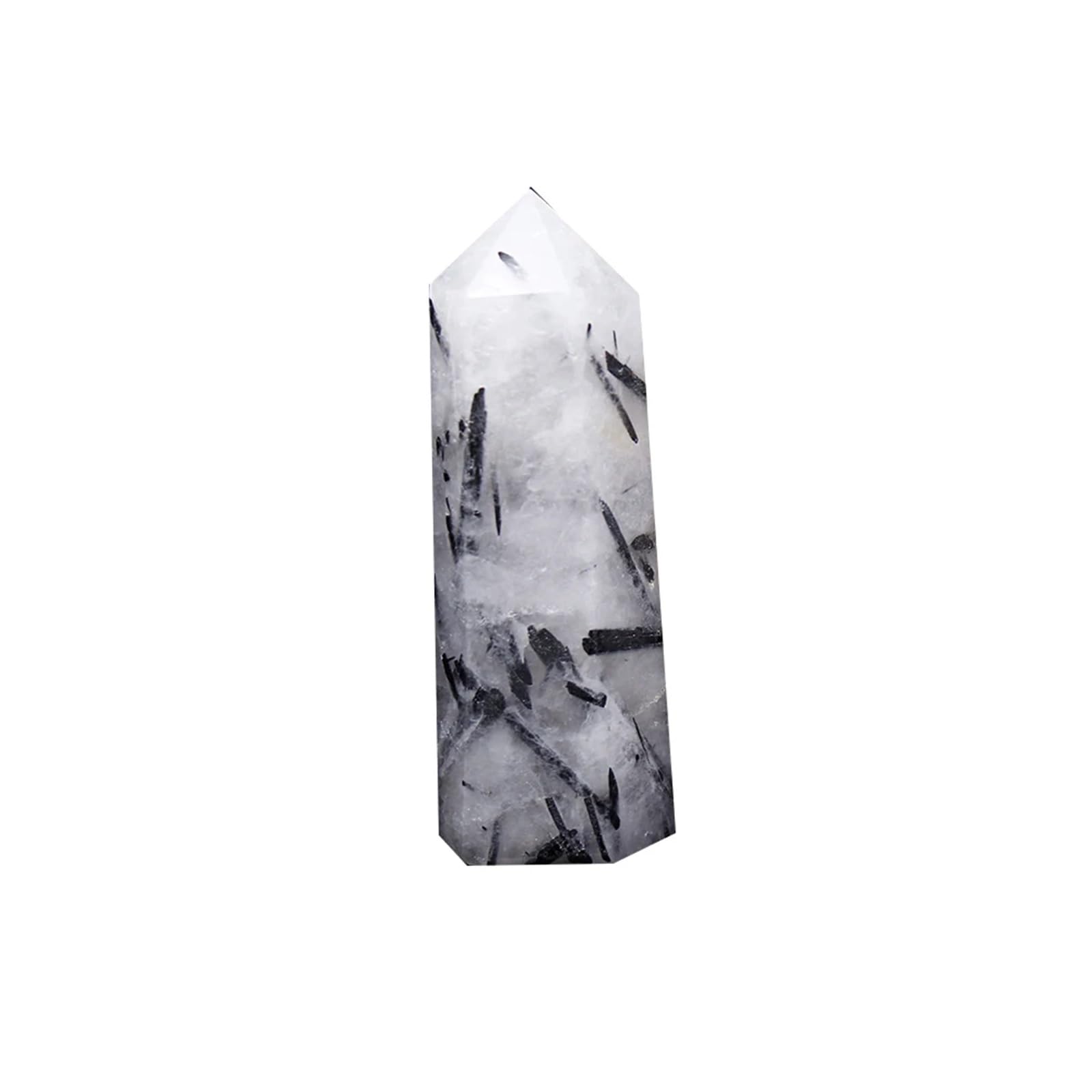 Ylquxeuv One Color Single Point Black Hair Quartz Crystal Hexagonal Prism Tourmaline Column Stone (Size : 6-7Cm)