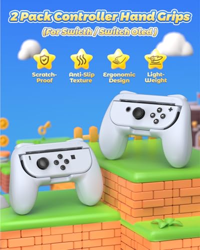 Image of FYOUNG Hand Grips Compatible with Switch Controllers, Grip for Switch Joy Con - White (2 Packs)