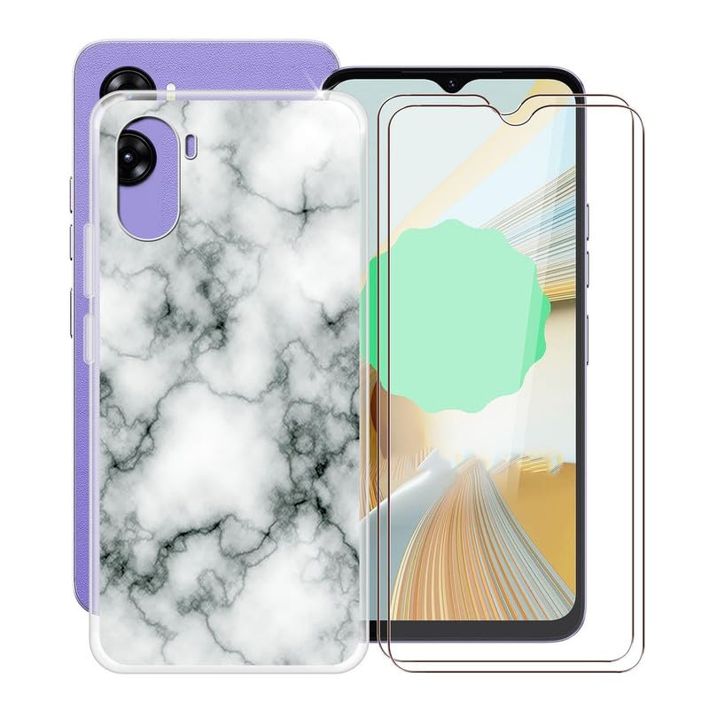 per Umidigi G3 Plus Cover e Pellicola Vetro Temperato [1 Pezzi ], KJYF Transparent Sottile Case Anti-Shock Morbido TPU-Silicone Custodia per Umidigi G3 Plus (6.52) - Fioritura