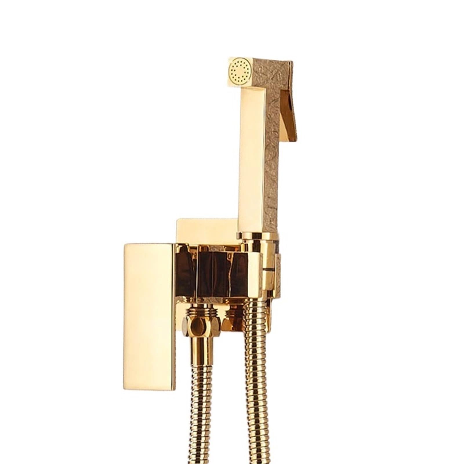 ZYCHSJXA Matte Black Bidet Shower Faucets Brass Hygienic Spray Airbrush Tap Hot and Cold Water Mixer Toilet(Gold C)
