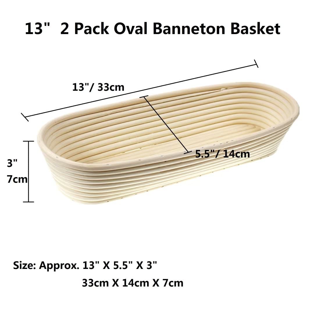 Ovaler Teig Rattan Brotkorb Banneton Brotform Brotform Proofing Gärung Landkörbe mit Brotschaber 35X15X8CM
