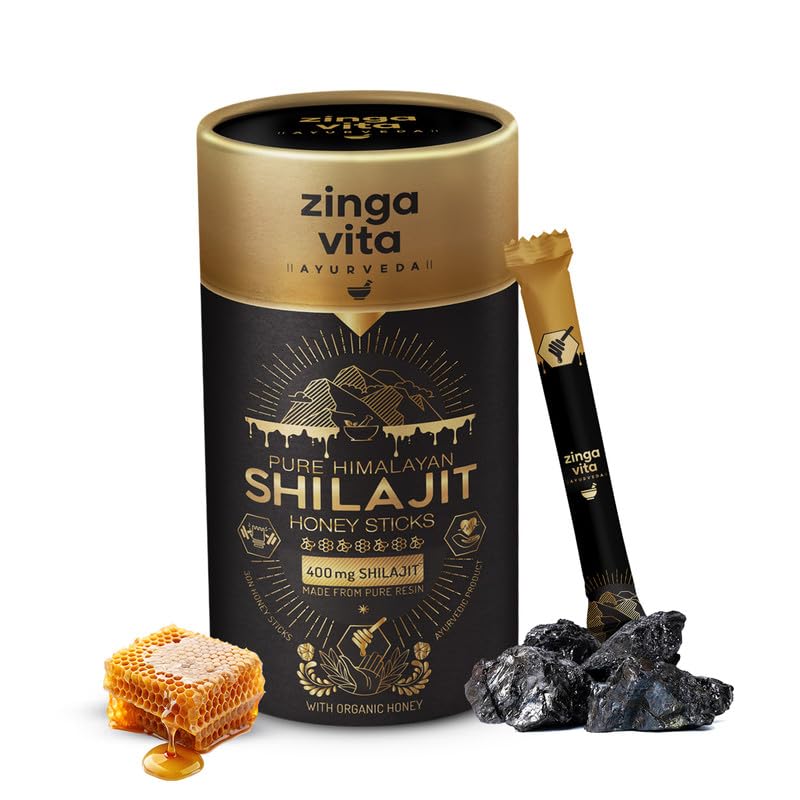 Zingavita Pure Himalayan Shilajit/Shilajeet Honey for Men & Women | With Organic Honey, Saffron & Trace Minerals | Easy to consume Shilajit for Stamina & Performance | Low Calorie | 30 Sachets
