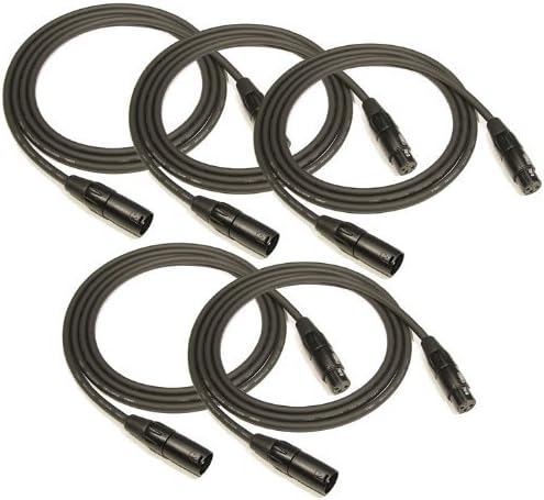 10' FT 3-PIN XLR MIC Patch Cable Cords 3M Microphone 5-Pack
