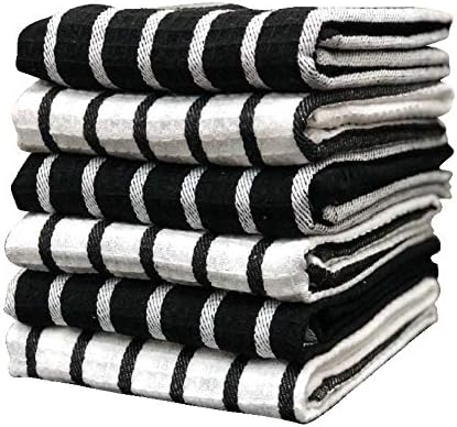 Pixel Home Superior Cotton Multi-Purpose Kitchen/Cleaning Towel/Waffle Dish Cloth (Black and White)(Pack of 6)