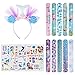 BHGT 15 Pz Cerchietti Capelli Orecchie Paillettes Braccialetti a Scatto Sirena Adesivi Tatuaggi Temporanei Olografico Regalo Decorazioni Accessori per Festa Compleanno Gadget Spiaggia Ragazzi Ragazze