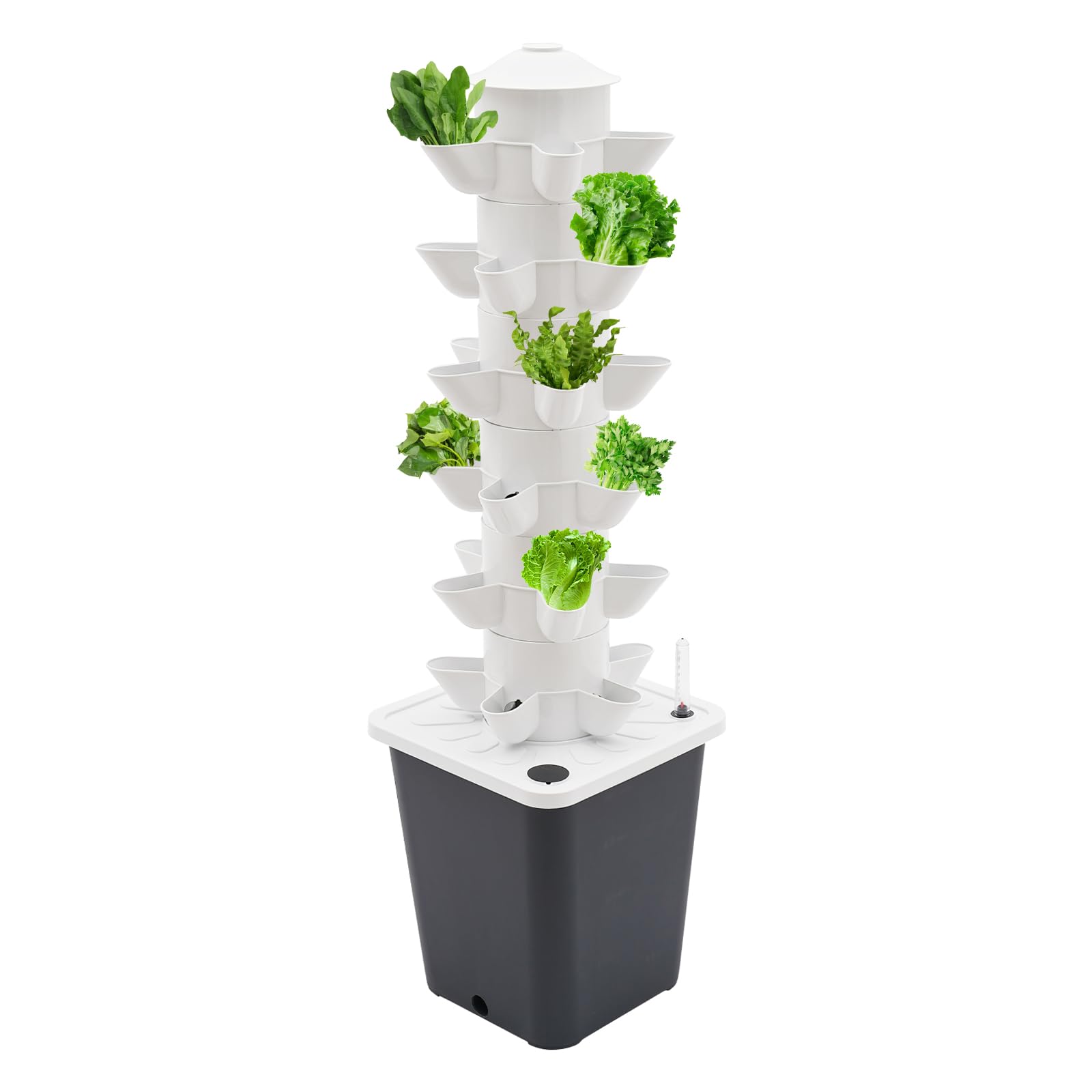 Hydroponic Growing System,30 piante Vertical Idroponica Torre in crescita, sistemi di coltivazione di piante senza suole, sistema di coltivazione idroponica da giardino (bianco + grigio)
