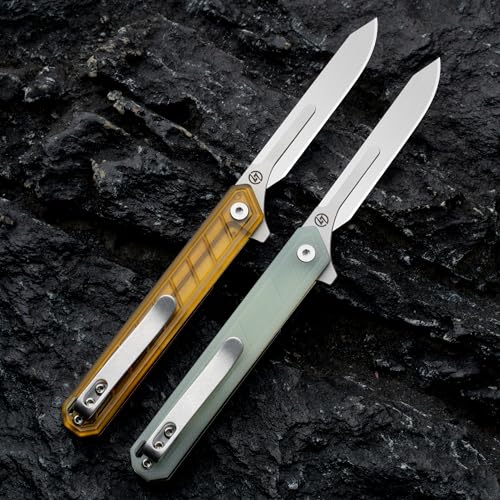 Image of OLITANS G046 Mecha Mini Slim Folding Scalpel with 5pcs #24 and 5pcs #60 PEI Handle with Liner Lock, Utility EDC Pocket Knife with Back Clip(PEI)