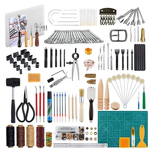 Caydo Leather Working Kit with Professional Instructions for Beginners, Adjustable Swivel Knife, Prong Punch, Hole Hollow Punch, Matting Cut