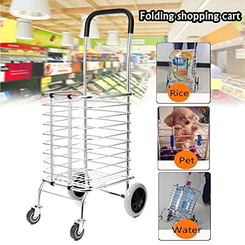Image of AR Mall 4 Wheel Shopping Trolley for Grocery Foldable Cart Portable Vegetable Shopping Trolley with Wheels Luggage Transfer Trolley Shopping Mall Super Market Hand Truck Cart for Home (4 Wheel)