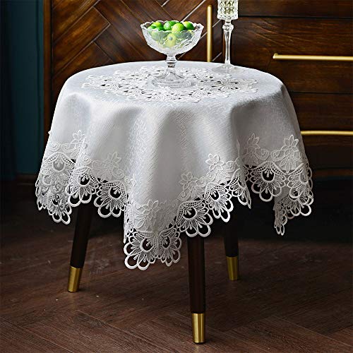 ARTABLE-Lace-Small-Table-Cloth-Fall-Christmas-Macrame-Tablecloth-Table-Topper-for-Thanksgiving-Outdoor-Farmhouse-Rustic-Kitchen-Party-Birthday-Picnic-White-43-x-43-Inch-Square ARTABLE Lace Small Table Cloth Fall Christmas Macrame Tablecloth Table Topper for Thanksgiving Outdoor Farmhouse Rustic Kitchen Party Birthday Picnic White 43 x 43 Inch Square