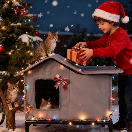 Niche extérieure pour chat résistante intempéries maison d'hiver terrasse balcon jardin