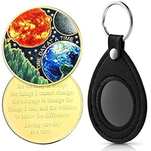 AA Recovery Medallions with Holder Set Recovery Sobriety One Day at a Time Chip Medallion Recovery for Alcoholics(1 Set)