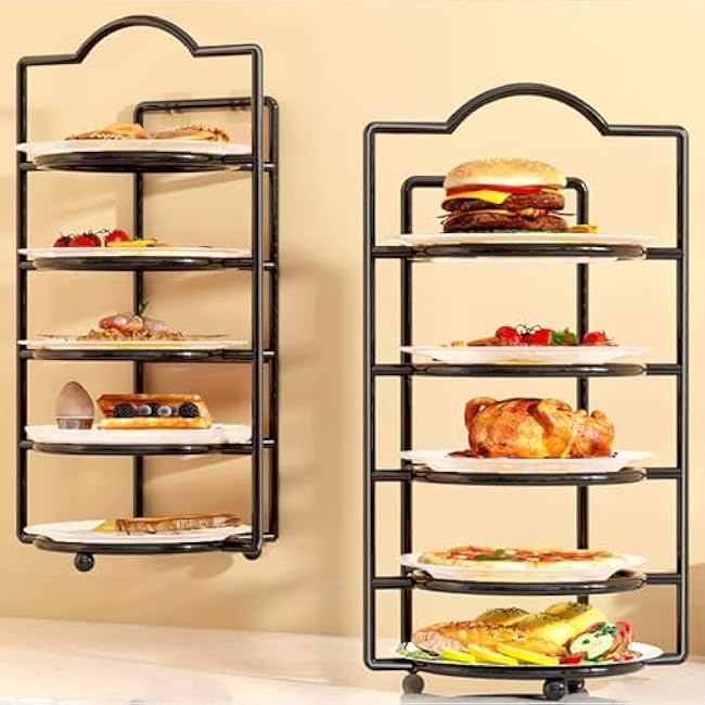 Kitchen Shelf Tray,Stackable Vegetable and Fruit Preparation, Hot Pot Side Dish Sundry Rack,Wall-mounted Countertop(White,6tier)