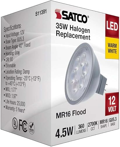Miniatura 5 de Satco Bombilla LED de inundación MR16 11391-4.5MR16LED40'82712V (S11391) MR16