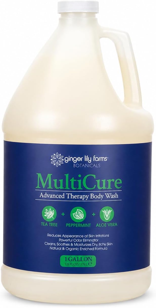 Botanicals MultiCure Advanced Therapy Body Wash with Tea Tree Oil, Peppermint and Aloe Vera, 100% Vegan & Cruelty-Free, 1 Gallon (128 fl oz) Refill