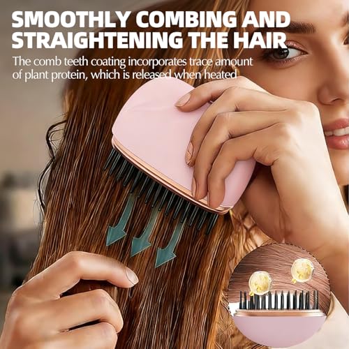 Image of Mini Straightener, 2-in-1 Cordless Hair Straightener Comb,Rechargeable Portable Hair Straightener Brush, 3-Speed Temperature Control, Anti-Scald Shell, Lightweight & Portable Travel (Black)