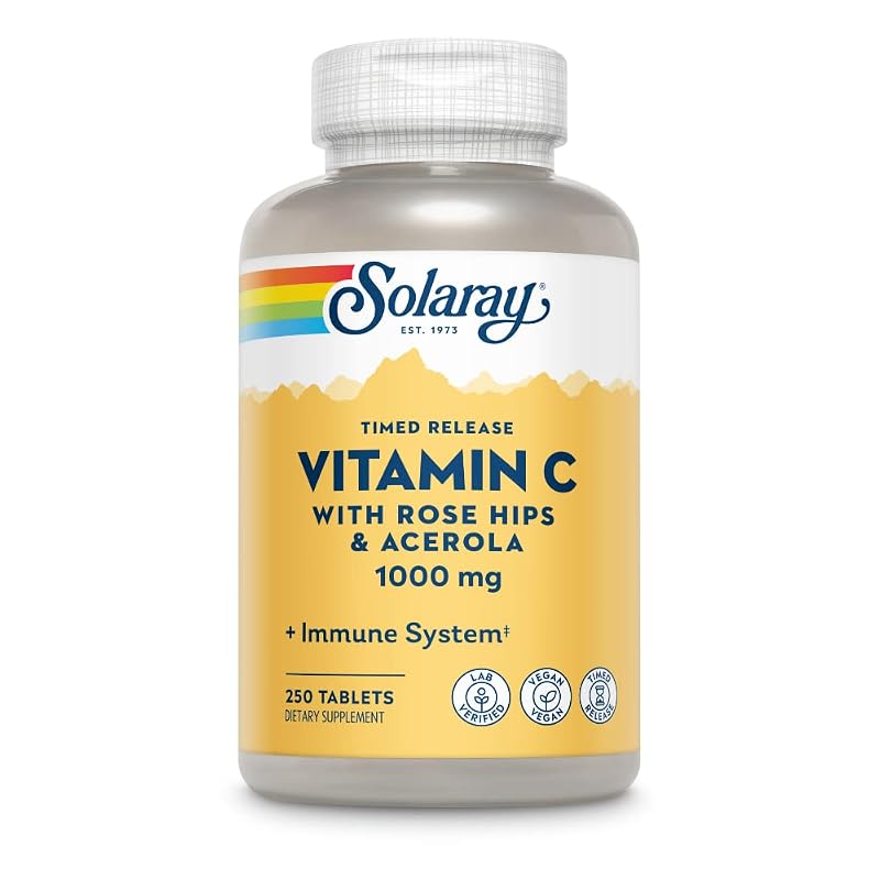 SOLARAY Vitamina C com Rose Hips e Acerola 1000 mg 250 comprimidos