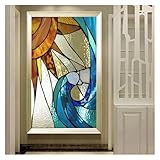 Fensterfolie Bunt Kirchenstil-Muster, PVC, mattierte Schiebetür-Dekorationsfolie, statisch haftend...