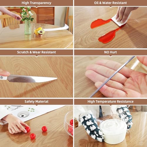 Image of Warmstar Clear Table Protector 2mm Thick, Dia.48 Inch Round Table Cover Protector, Plastic Table Cover, Clear Desk Mat Desk Pad, Desk Protector Mat for Coffee Table, Writing Desk, Dining Room