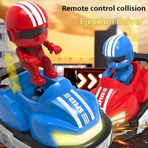 Image of Remote Control Bumper Cars Toy for Kids | 2 Pack RC Ejector Battle Race Vehicles | Light, Sound & 360Rotating, Football Car | Rechargeable Battery, Interactive Toy for Boys & Girls