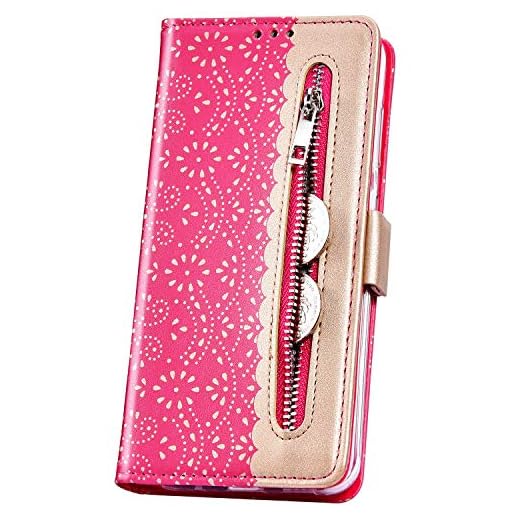 JAWSEU Fodral flip kompatibel med Samsung Galaxy S8 plånboksfodral, bling blommönster premium PU-läder folio fram och bak helkropp magnetiskt stängningsstativ skydd med kortfickor, rosenröd