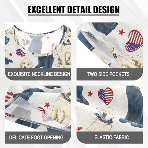 ALAZA Labrador Hearts Stars Pajama Set Short Sleeve Sleepwear Soft Lounge Nightwear4
