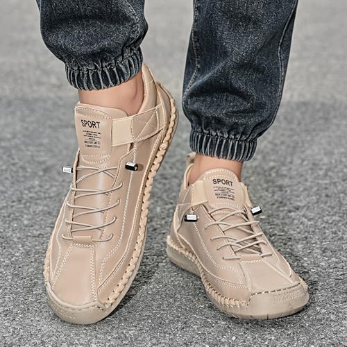 Image of Womens Casual Shoes Ankle Chukka Boots Slip On Breathable Loafers Handmade Fashion Sneakers Mid top Walking Driving Flats Shoes