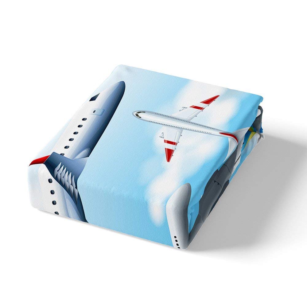 Homewish Flugzeug Bettwäsche 135x200 Luftfahrt Flugzeug Tröster Abdeckung für Kinder Jungen Jugendliche Männer Cartoon Luftfahrzeug Bettbezug Flying In Thesky Schlafzimmer Dekor mit 1 Kissenbezug