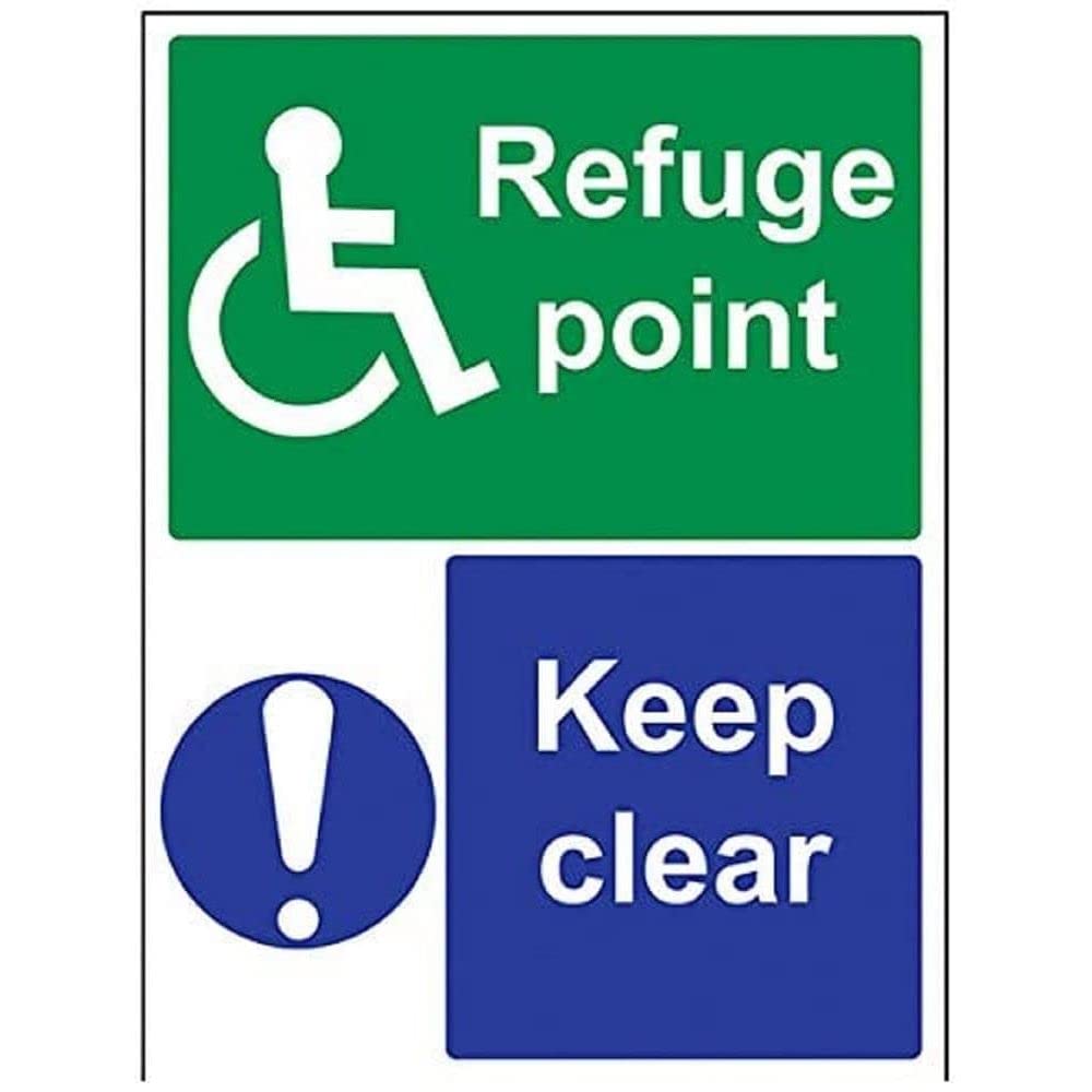 V Safety Refuge Point/Keep Clear Sign - 300mm x 400mm - 1mm Rigid Plastic
