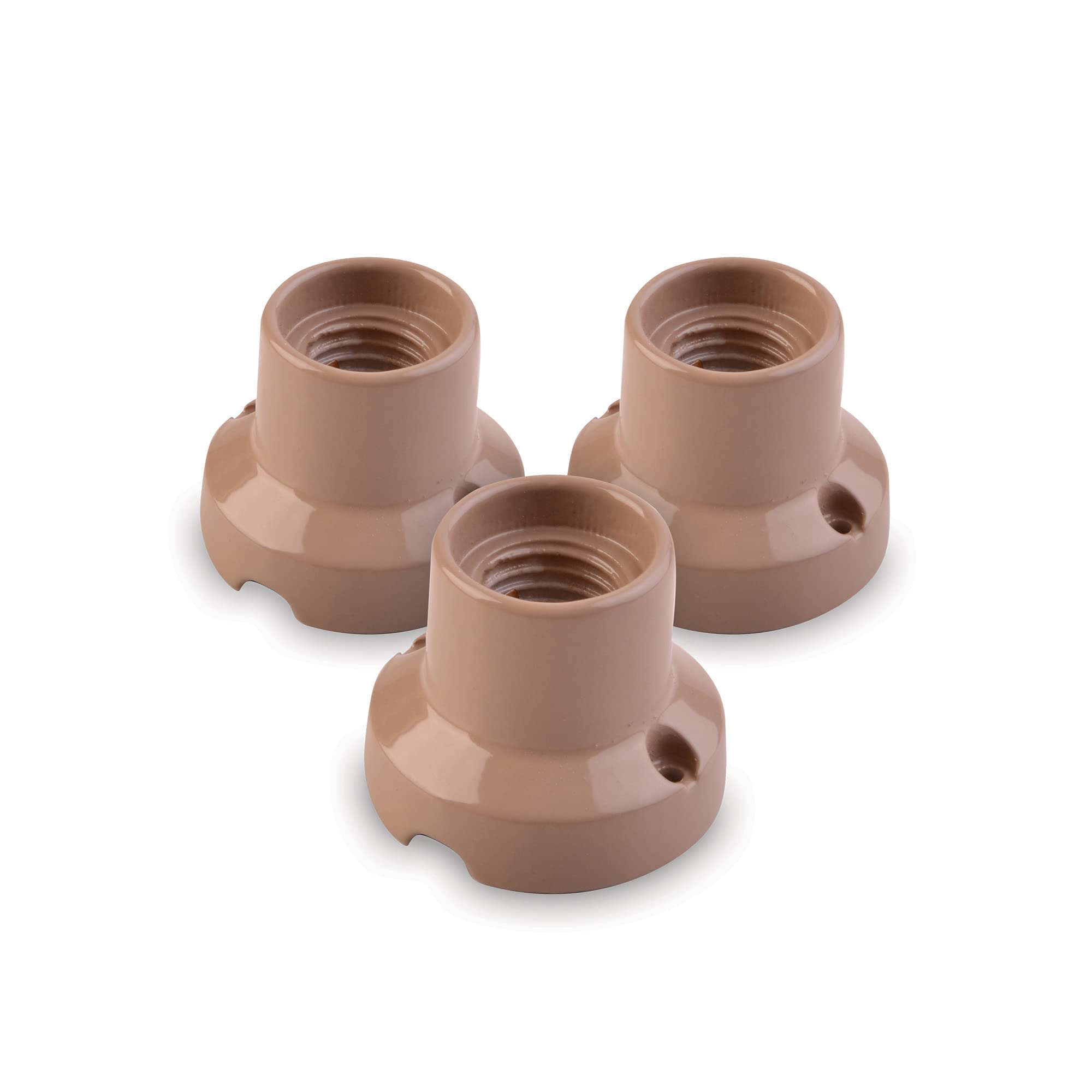 AMARCORDS - 3 Lampholder in Porcelain, E27 Fitting, Vintage Color lamp Holder Base Taupe