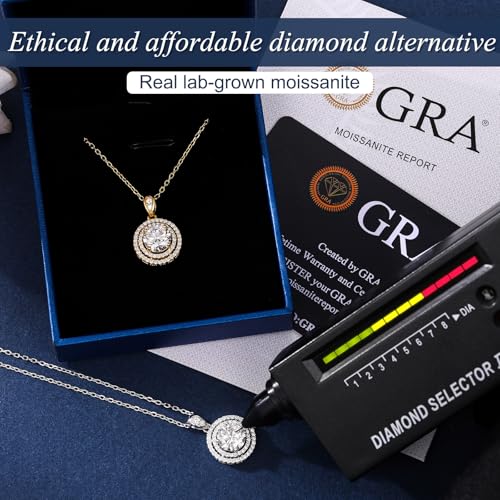 18K Gold Vermeil Imitation Diamond Necklace for Women, Moissanite Sterling Silver 18+2" Chain - Cluster Style2