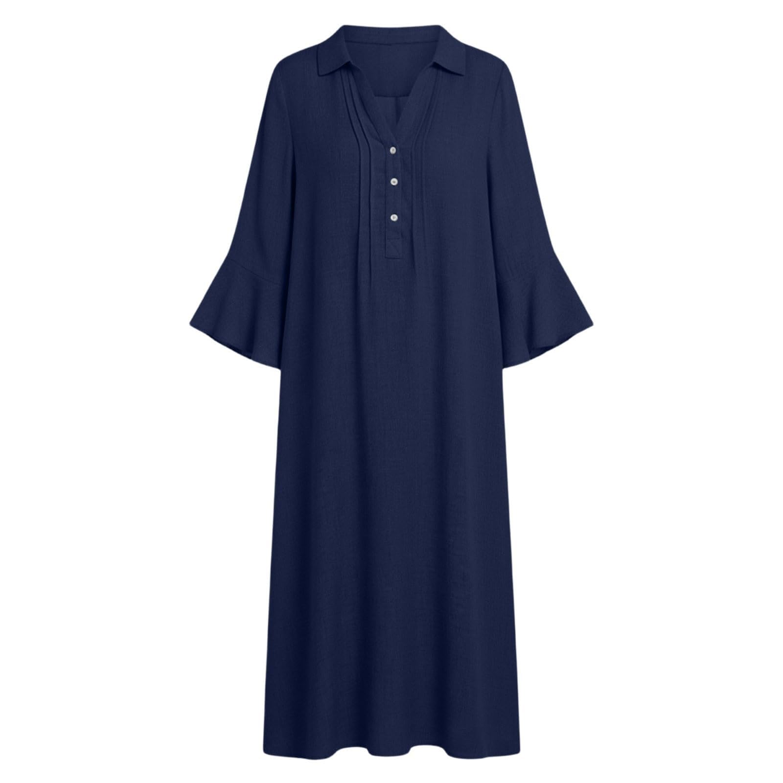 2026 Chemise décontractée à col cranté Manches Trois-Quarts Boutons Devant d'été Unie pour Femme Parfaite Quotidien idéale pour Les Vacances et Le Bureau