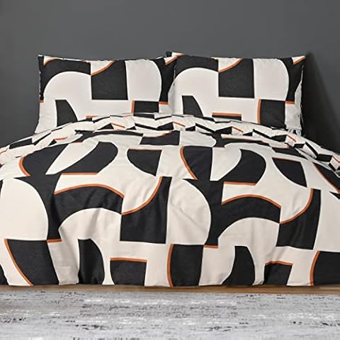 Sleepdown Connected Geometric Black White Duvet Set Cover