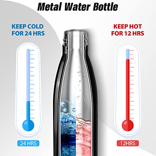Image of Sfee Insulated Water Bottle, 17 oz Stainless Steel Water Bottles, Double Wall Vacuum Reusable Water Bottles Leak Proof BPA-FREE Sports Bottle Cup Keep Hot&Cold for Running Gym Workout Cycling Kids