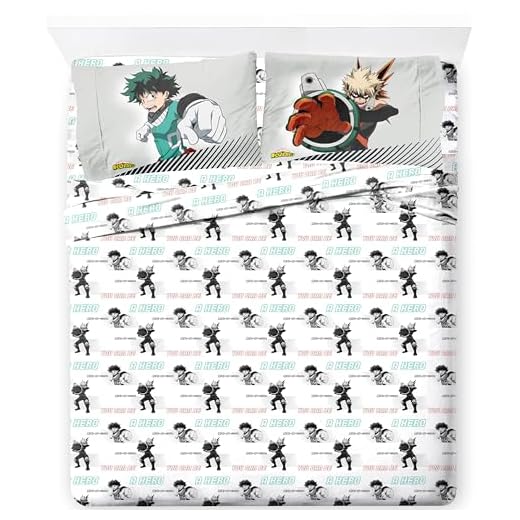 Jay Franco My Hero Academia - Juego de sábanas tamaño Queen, juego de ropa de cama súper suave de 4 piezas, sábanas de microfibra de anime que incluye fundas de almohada reversibles