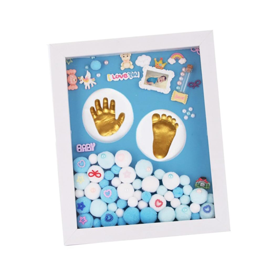 UKCOCO Cornice Porta Foto Impronte Mano e Piede per Bambina in Acrilico Oro, Set Regalo Base da Appoggio, per Realizzare Ricordi di Famiglia