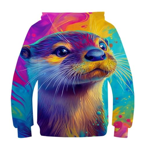 Sweat à capuche loutre enfant 8-10 ans coloré à manches longues