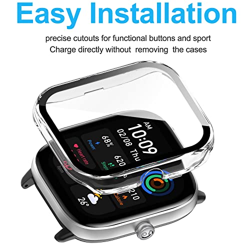 Msm-case Pack of 2 with Tempered Glass Screen Protector Protective Case Compatible with Amazfit GTS 4 Mini - Image 2