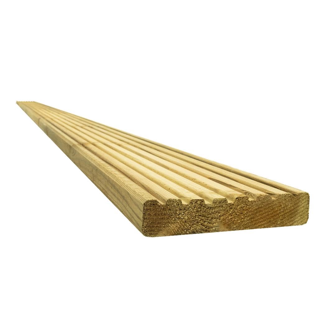Snowdon Timber, Treated Reject Decking Board, (L) 3.6m x (W) 144mm x (T) 27mm, Garden and Outdoor Timber Deck